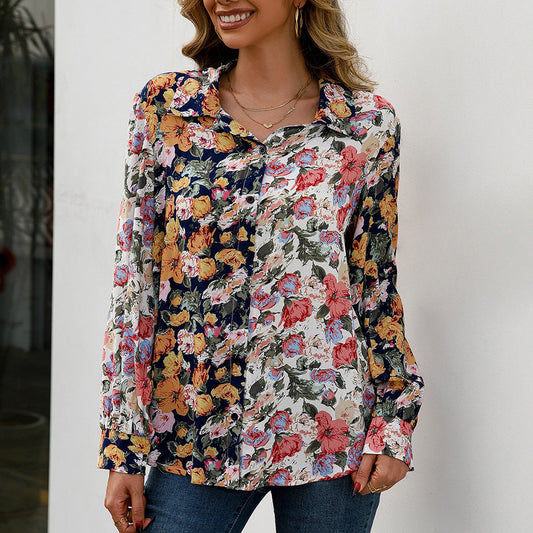 Camicia-top da giorno Valentina Lo Bello con stampa floreale a blocchi di colore