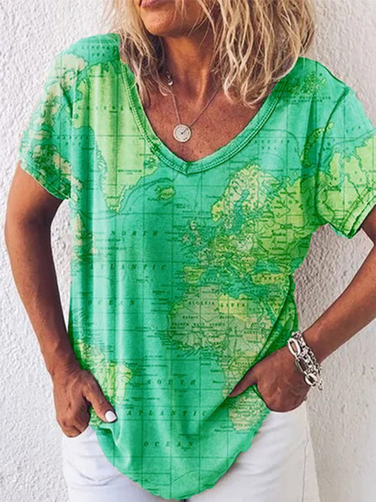 Top con scollo a V di Valentina Lo Bello con stampa mappa