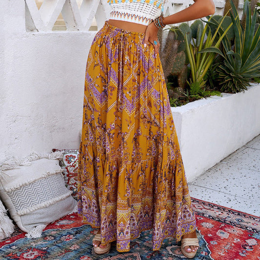 Gonna lunga a trapezio in stile boho geometrico Valentina Lo Bello