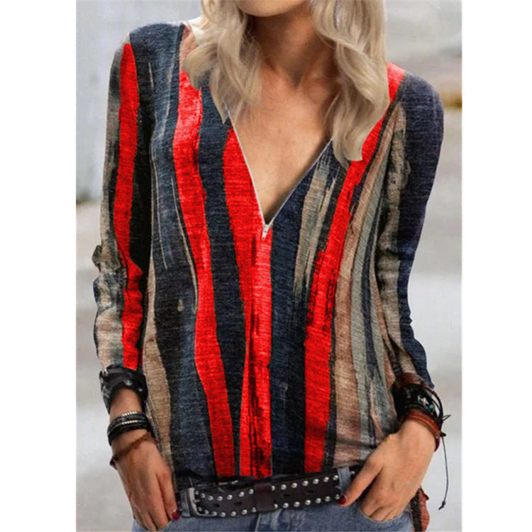 Top con scollo a V e zip a righe vivaci Valentina Lo Bello