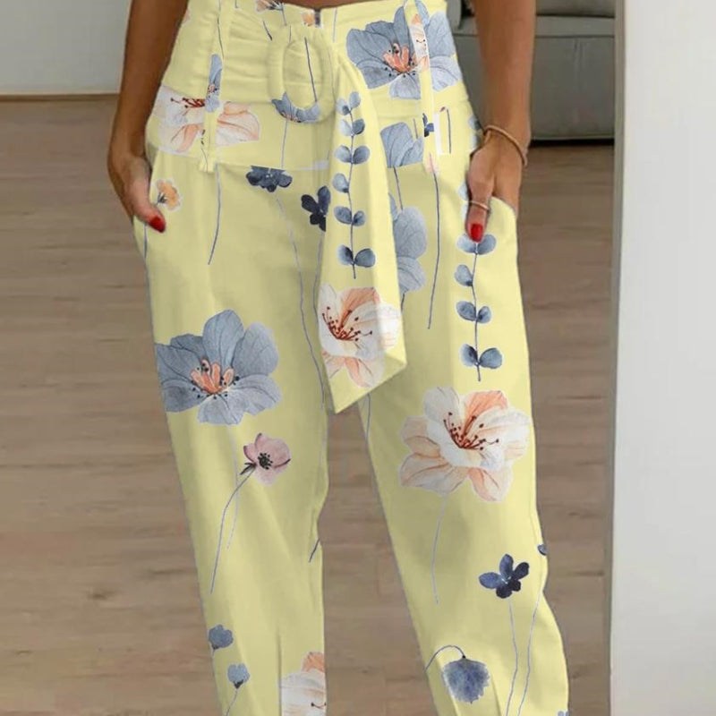 Pantaloni corti in lino a fantasia floreale Valentina Lo Bello da donna