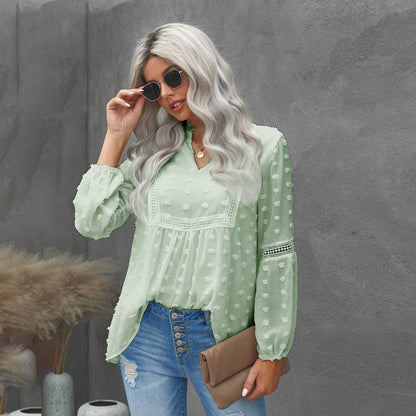 Chic Lace V-Neck Blouse by Valentina Lo Bello