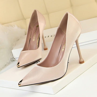 Elegant Metallic Satin Heels by Valentina Lo Bello
