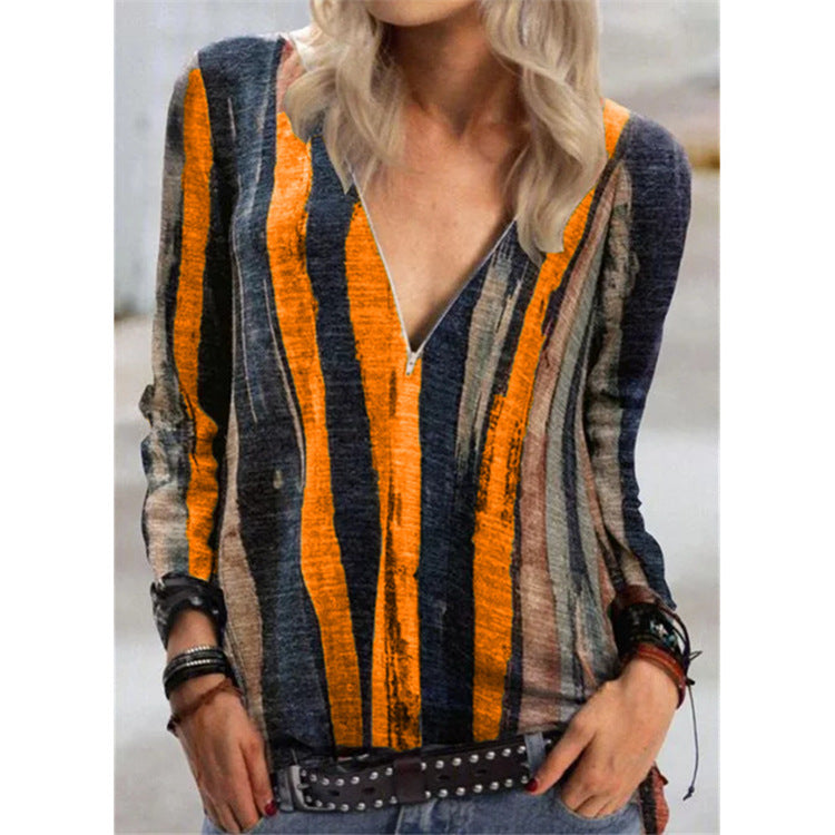 Top con scollo a V e zip a righe vivaci Valentina Lo Bello