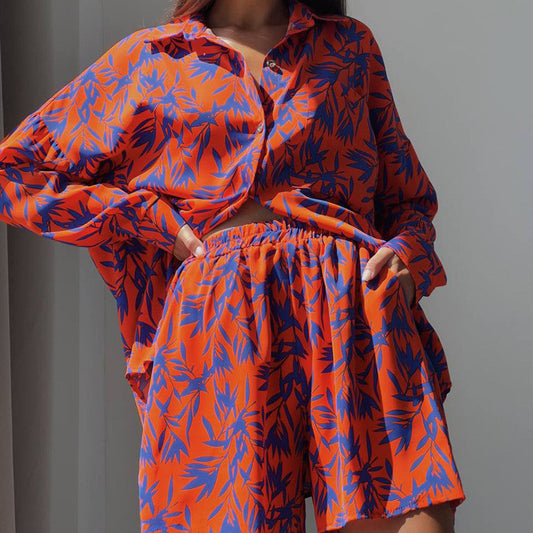 Completo camicia con stampa a foglia d'acero vivace di Valentina Lo Bello