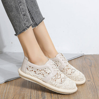Breathable Crochet Valentina Lo Bello Casual Flat Shoes