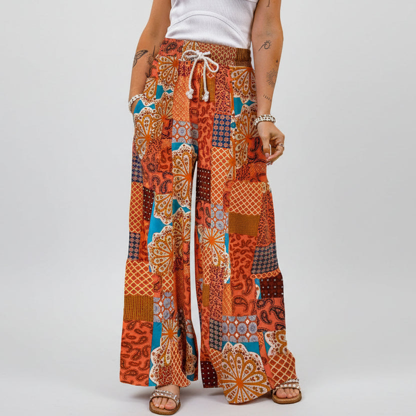 Pantaloni a gamba larga Boho Floral Valentina Lo Bello