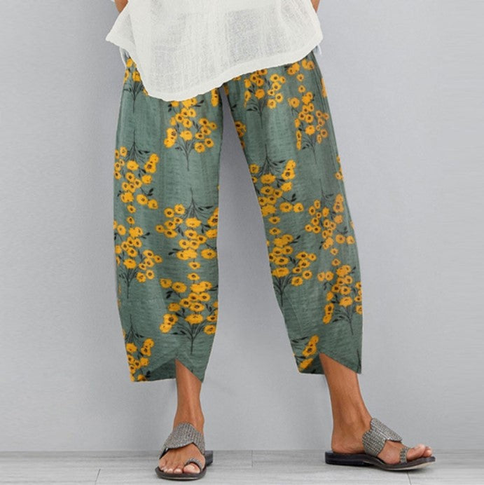 Pantaloni a gamba larga con motivo floreale retrò Valentina Lo Bello