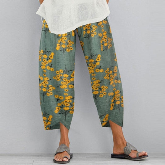 Pantaloni a gamba larga con motivo floreale retrò Valentina Lo Bello