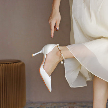 Elegant Valentina Lo Bello Satin Tassel Stiletto Heels