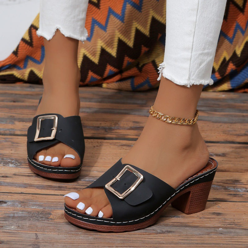 Chic Buckle High Heel Sandals by Valentina Lo Bello