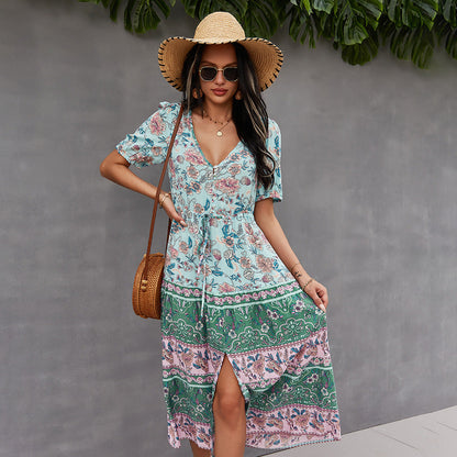 Abito boho con stampa floreale di Valentina Lo Bello, stile estivo