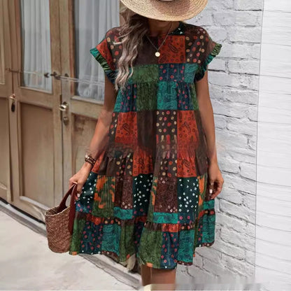 Boho Patchwork Valentina Lo Bello Summer Midi Dress
