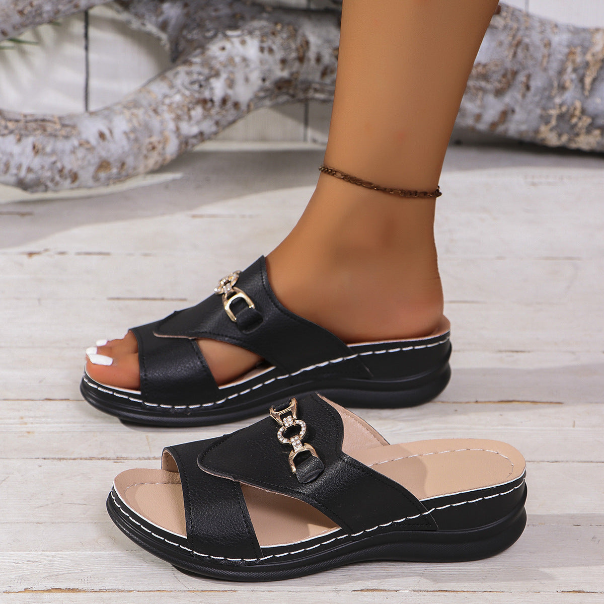 Eleganti sandali con zeppa Valentina Lo Bello taglie forti, comodi