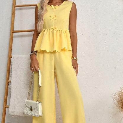 Elegante completo giallo Valentina Lo Bello a due pezzi