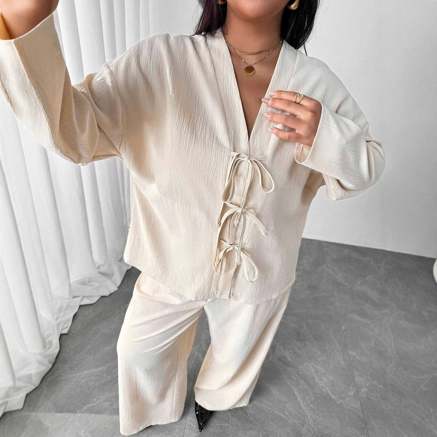 Elegante set da salotto color albicocca di Valentina Lo Bello - Abbigliamento donna