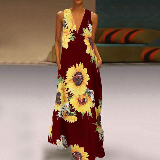 Boho Floral Valentina Lo Bello Sleeveless Maxi Dress
