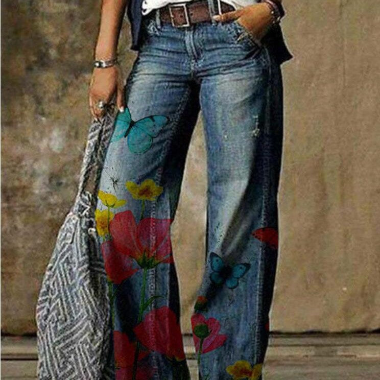 Artistic Floral Wide Leg Pants by Valentina Lo Bello