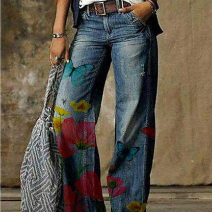 Artistic Floral Wide Leg Pants by Valentina Lo Bello