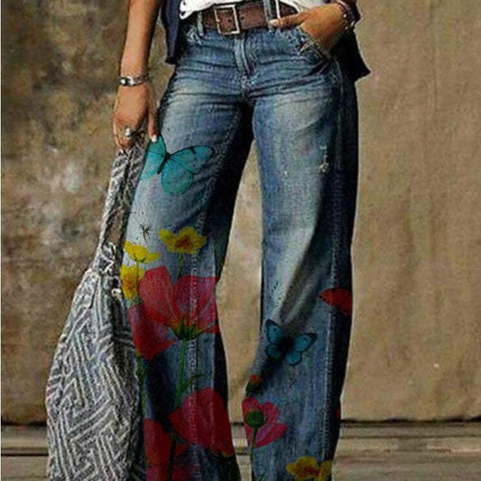 Artistic Floral Wide Leg Pants by Valentina Lo Bello
