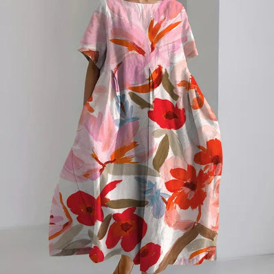 Artful Floral Valentina Lo Bello Summer Midi Dress