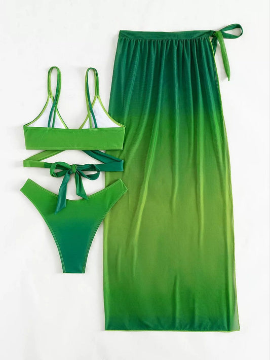 Bikini a tre pezzi Valentina Lo Bello con sfumatura verde