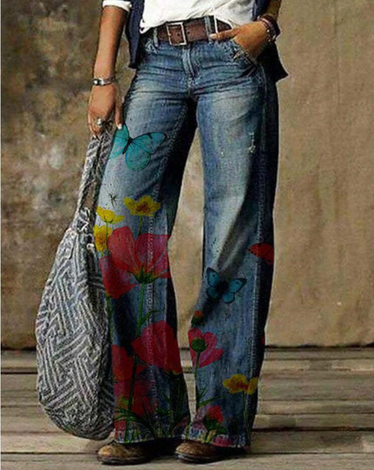 Pantaloni a gamba larga con stampa floreale di Valentina Lo Bello