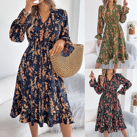 Floral Bell Sleeve Valentina Lo Bello Midi Dress