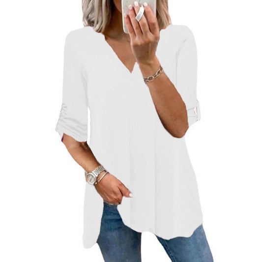 Elegante top ampio in chiffon con scollo a V di Valentina Lo Bello