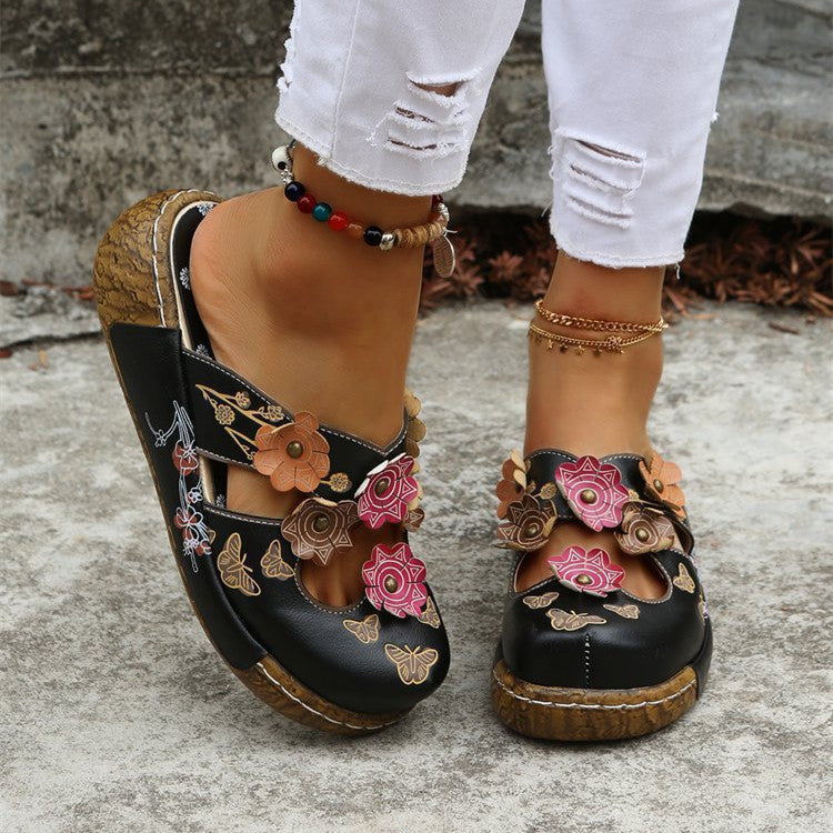 Boho Floral Valentina Lo Bello Round Toe Sandals