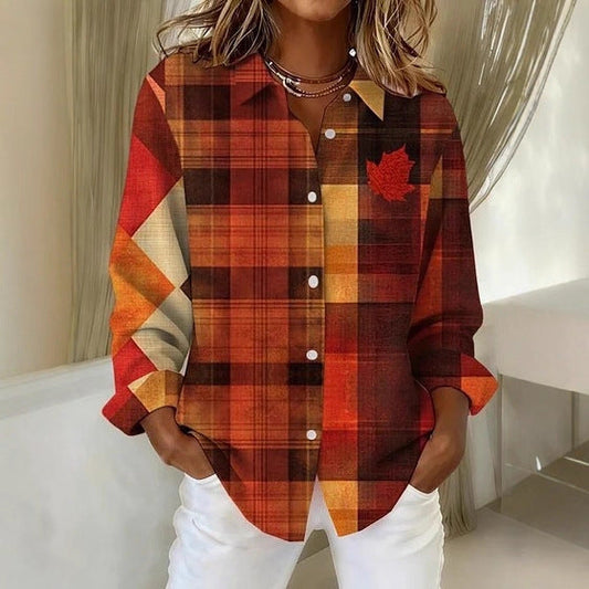 Plaid Colorblock Valentina Lo Bello Long Sleeve Blouse