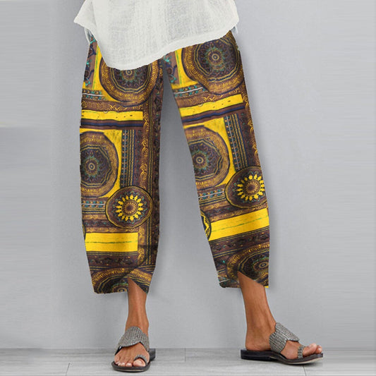 Pantaloni casual elasticizzati con stampa boho di Valentina Lo Bello
