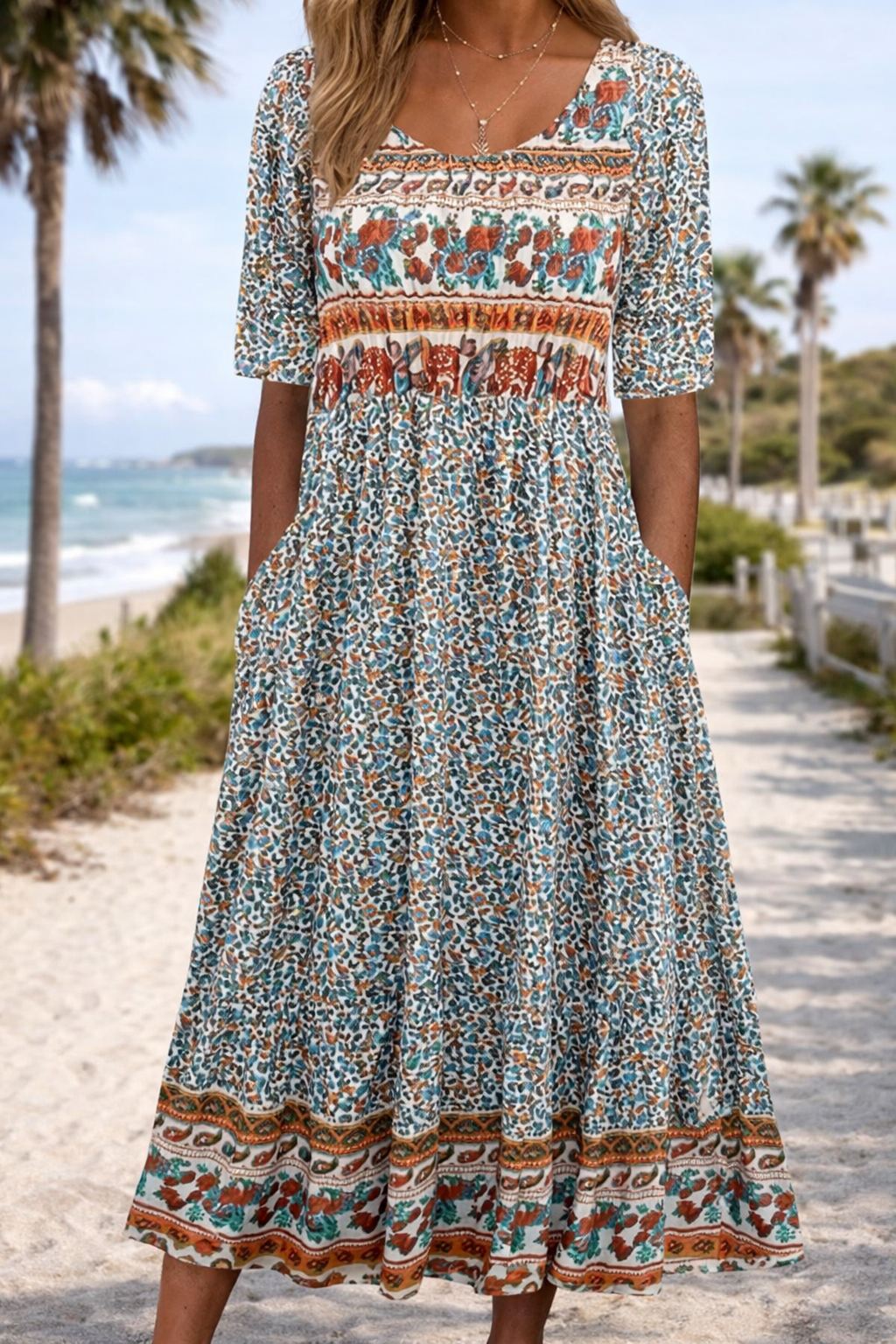 Abito midi estivo in stile boho floreale di Valentina Lo Bello