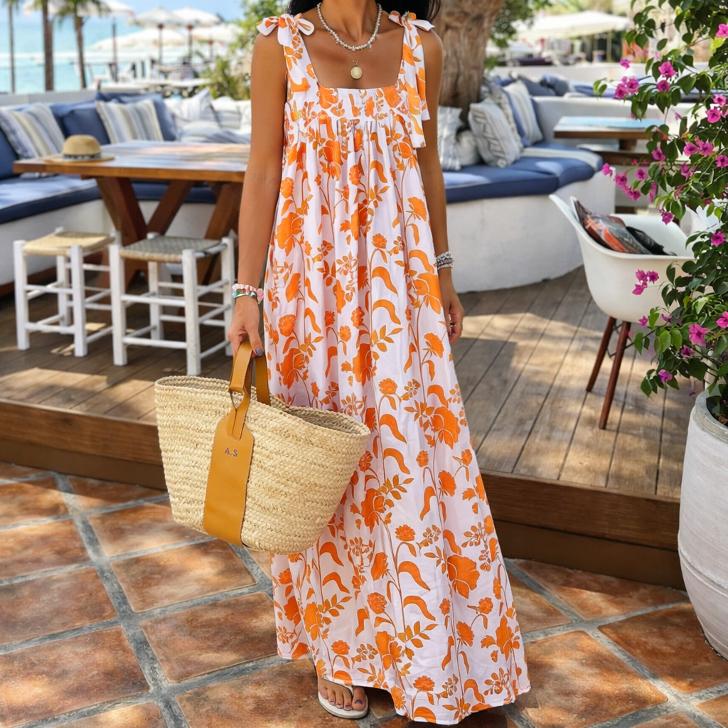 Abito a trapezio con stampa floreale in stile boho di Valentina Lo Bello