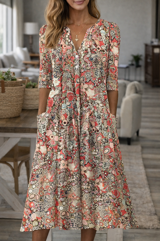 Abito boho floreale con scollo a V Valentina Lo Bello