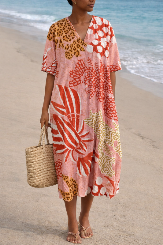 Abito estivo con scollo a V Boho Floral Valentina Lo Bello