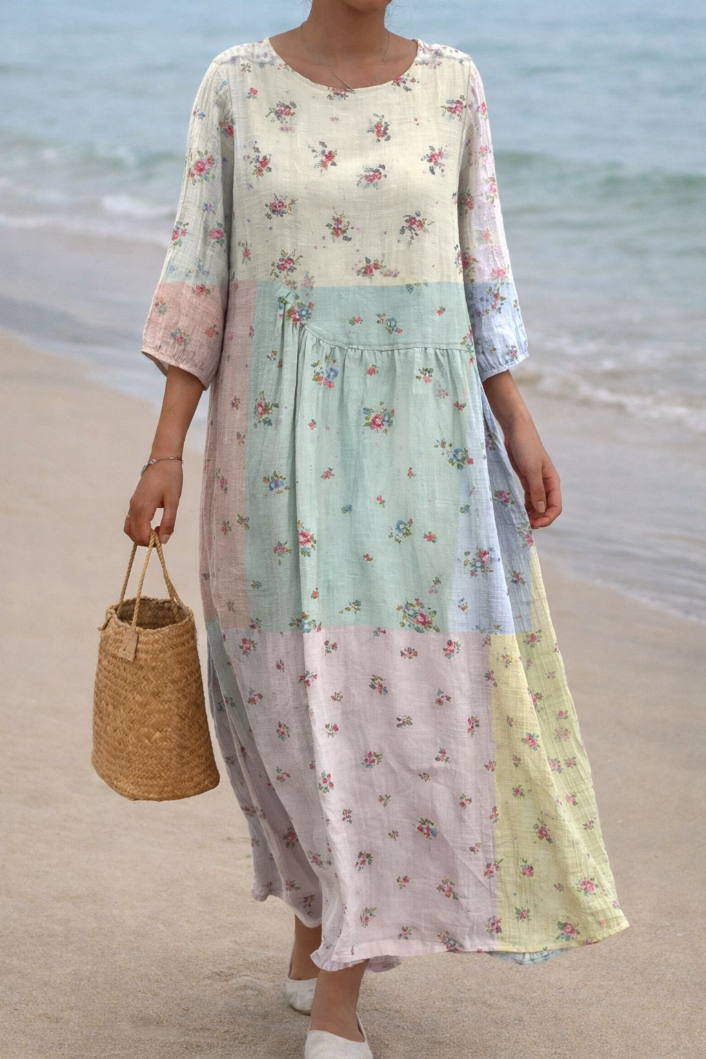 Abito a maniche lunghe con patchwork floreale di Valentina Lo Bello