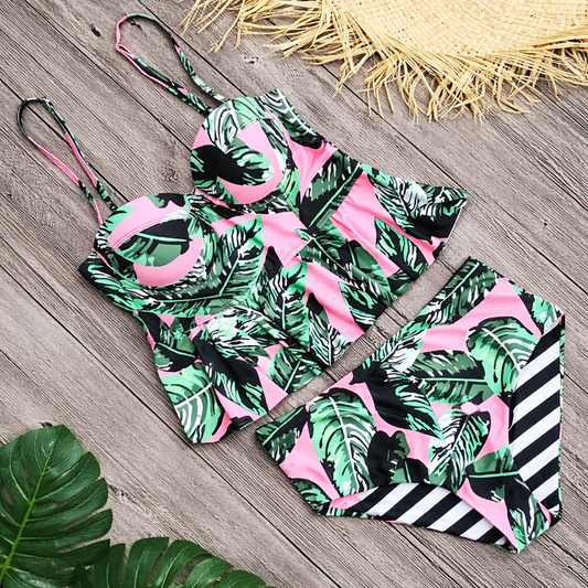 Bikini a vita alta con stampa floreale di Valentina Lo Bello Swimwear