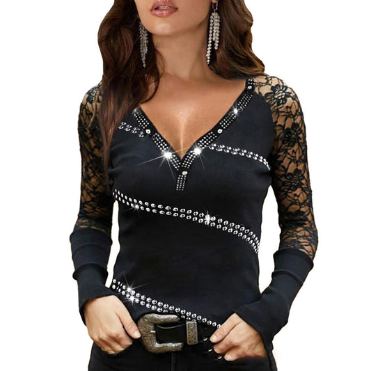 Elegante top in pizzo con strass Valentina Lo Bello Blusa