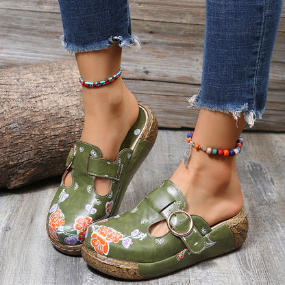 Boho Floral Valentina Lo Bello Platform Clogs Sandals