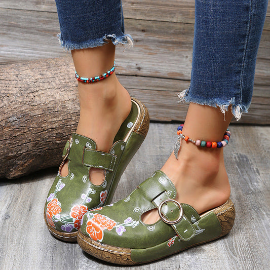 Boho Floral Valentina Lo Bello Platform Clogs Sandals