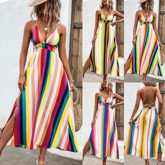 Vibrant Rainbow Stripe Dress Valentina Lo Bello