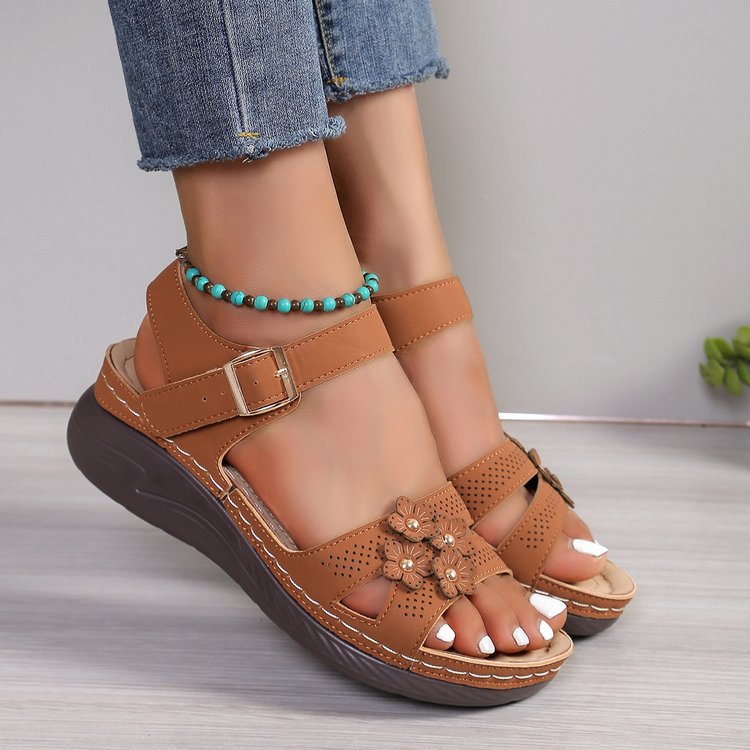 Floral Comfort Wedge Sandals by Valentina Lo Bello