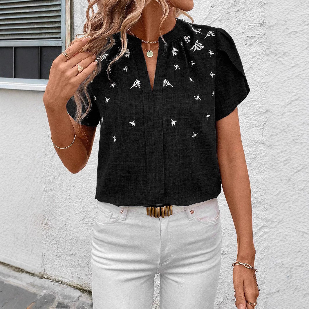 Camicetta chic stampata Valentina Lo Bello con pieghe sulle spalle