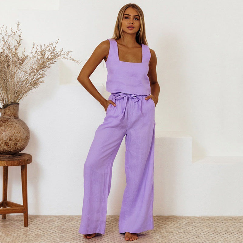 Relaxed Cotton Linen Vest Set by Valentina Lo Bello