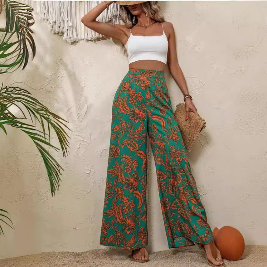 Eleganti pantaloni a gamba larga con stampa floreale di Valentina Lo Bello