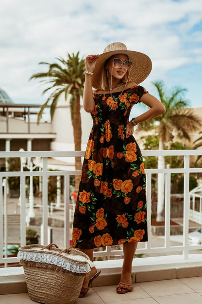 Abito estivo con stampa boho a spalle scoperte di Valentina Lo Bello