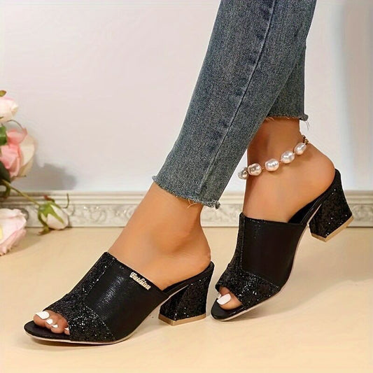Sparkling Chunky Heel Valentina Lo Bello Plus Sandals