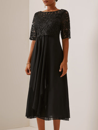 Elegante abito da sera midi in pizzo di Valentina Lo Bello