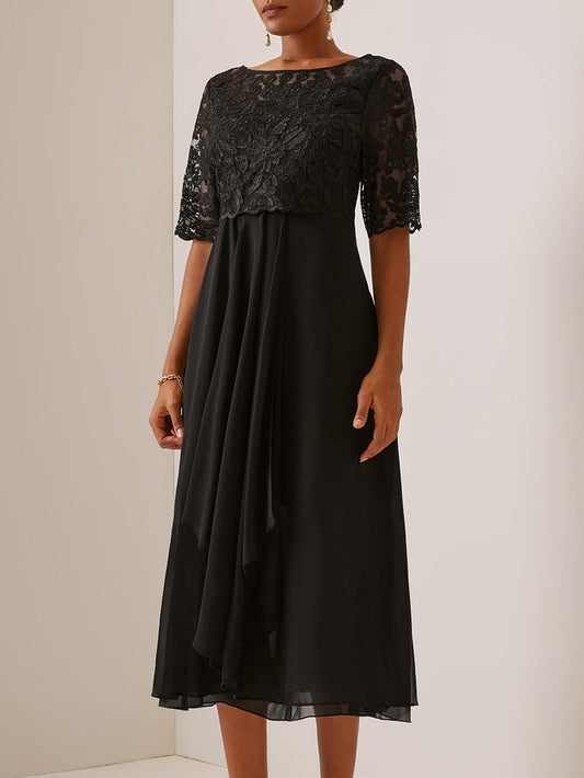 Elegante abito da sera midi in pizzo di Valentina Lo Bello